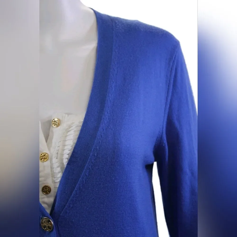 Bundle Tory Burch Pleated Pullover Tank Top + Cardigan Sweater Set White Size S